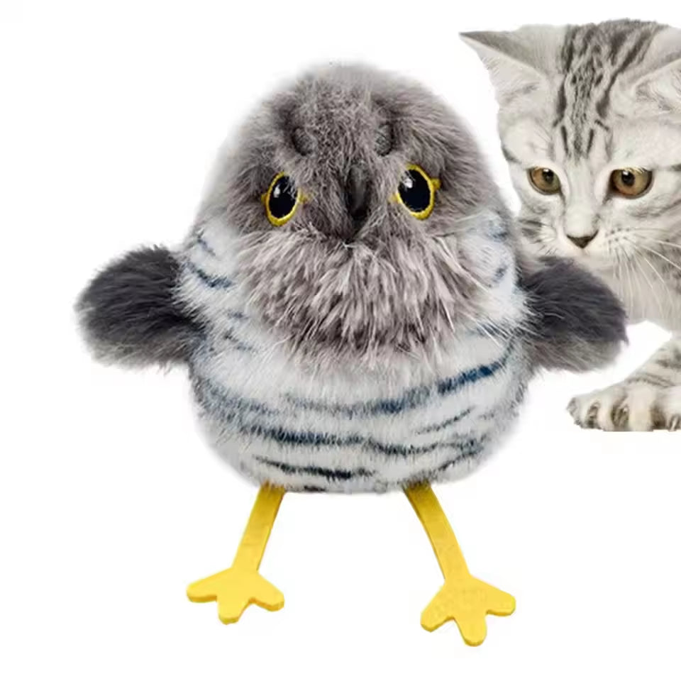 Interactive Flapping Chirping Bird Cat Toy USB Rechargeable Touch Claw Activated Soft Plush Material for Kitten Indoor Hunting