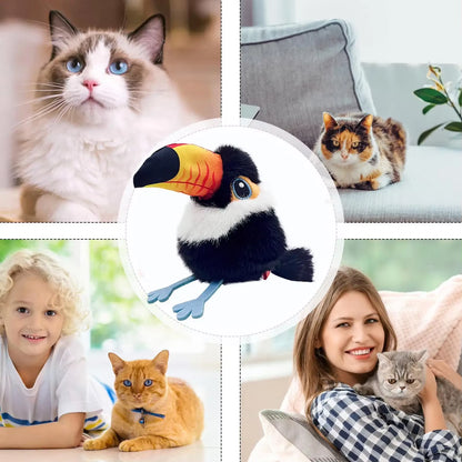 Interactive Flapping Chirping Bird Cat Toy USB Rechargeable Touch Claw Activated Soft Plush Material for Kitten Indoor Hunting