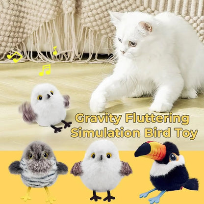 Interactive Flapping Chirping Bird Cat Toy USB Rechargeable Touch Claw Activated Soft Plush Material for Kitten Indoor Hunting